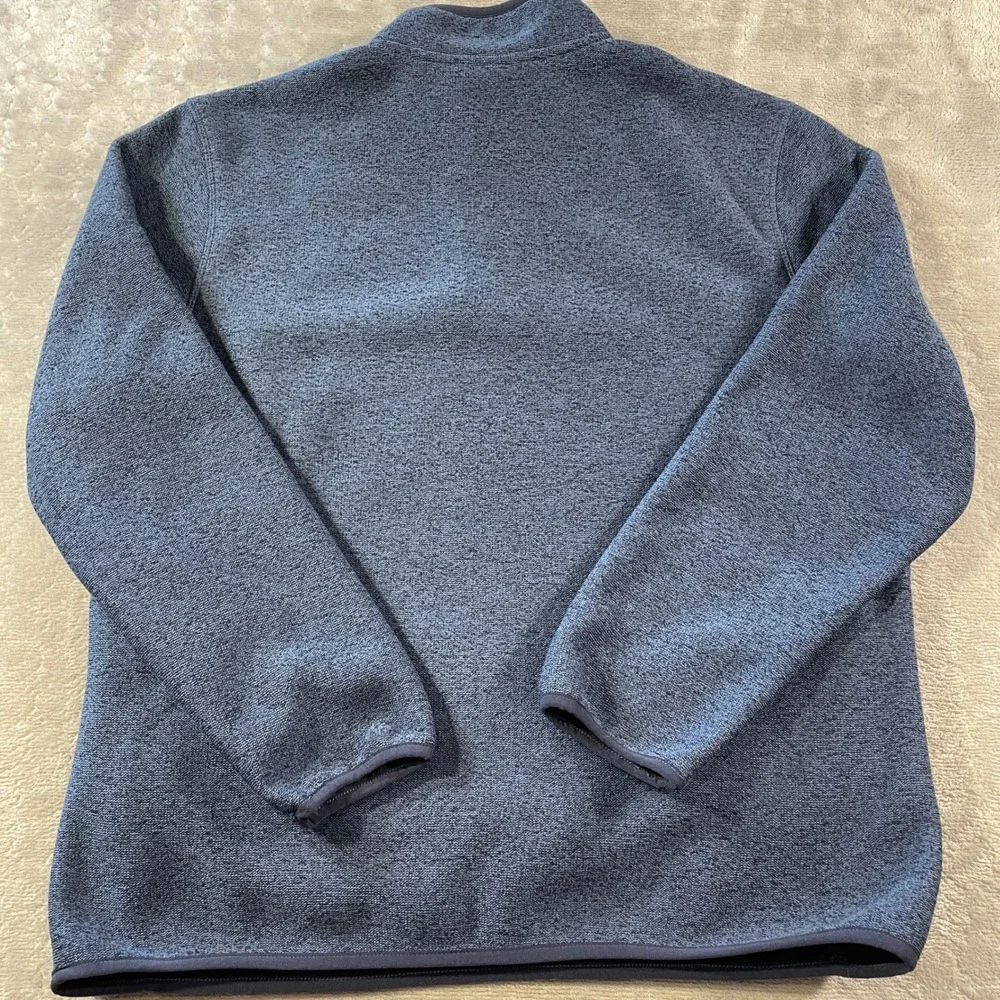 Eddie Bauer  Fleece Pullover Mens Large Heathered Blue Mock Neck School Preppy